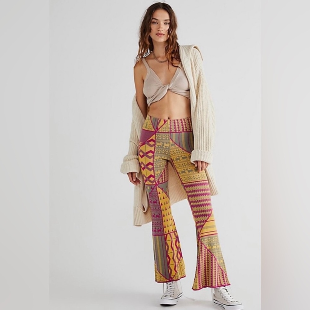 134. NWT Free People Kaleidoscope Sweater Flare Pants - Picture 5 of 5